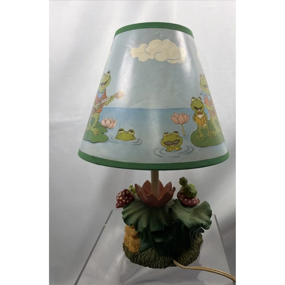 Vintage Frog Table Lamp Mushrooms Groovy Nature Guitar Lilly Pad Working Lamp